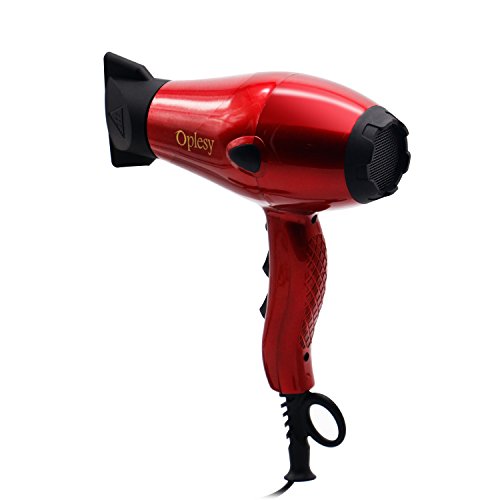 1875W Lightweight AC Motor Low Noise Hair Dryer Negative Ionic With Cold Shot Button 2 Speeds 3 Heat Settings With Concentrator and Diffuser，GS,ETL Certified(Red) (Non LCD, red)