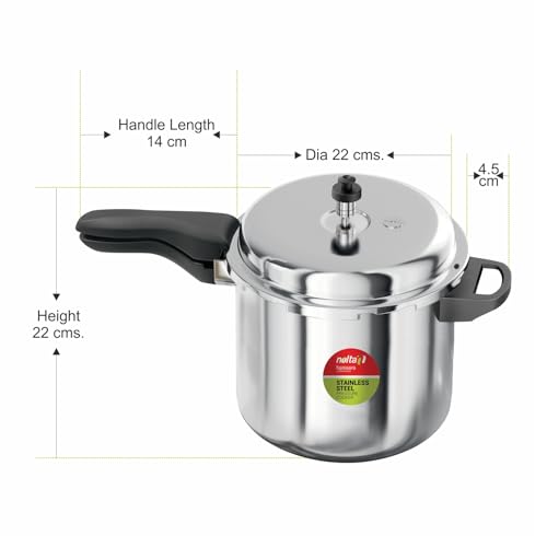 Image of Nolta HS DELIGHT 5-Ltr Pressure Cooker, Stainless Steel Induction Cookware, ISI Certified Safety, 5yr Warranty, Faster Cooking & Saves 60% Energy & Time