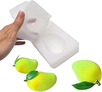 Vista 2 de Surakey Molde de mango de 3 cavidades para tartas de silicona, para hornear, postre, gelatina, helado, formas de frutas, molde de silicona