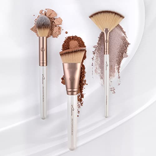 Zestaw pędzli do makijażu Luvia, Highlight & Contour Set, Zestaw pędzli do twarzy, 3 wegańskie pędzle kosmetyczne, Pędzle do makijażu do blendowania, kształtowania i konturowania