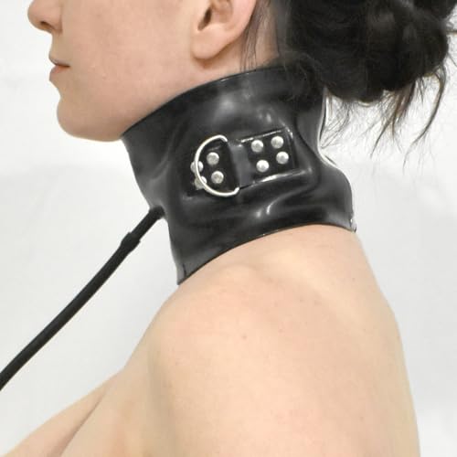 Aufblasbares Latex BDSM Halsband – Fesselhalsband mit Nieten, stufenlos anpassbar, schwarz – Halskrause für Bondage Fetisch Spiele, ergonomisch und langlebig