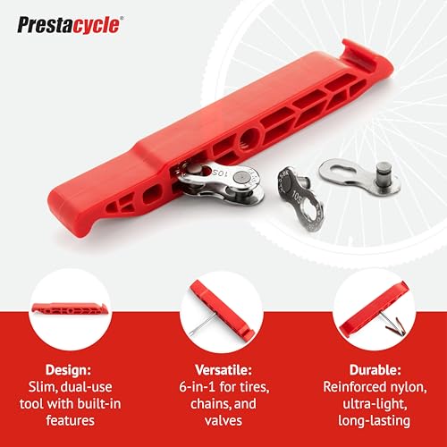 Image of Prestalever GO - 5-in-1 Multi-tool Tire Lever for Bikes, ManGO Green - Tire Remover, Installer, Presta Valve Core Tool, Quick-Link Chain Breaker & Tubeless Tire Plugger Adapter