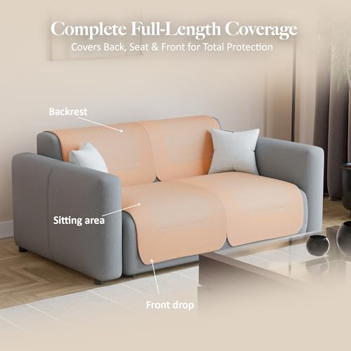 Image of Kuber Industries 2 Seater Sofa Cover | Slipcover for Living Room | Thick & Cozy | Non-Slip Comfort Sofa Cover Set Set | Columbia 258003 - Brown