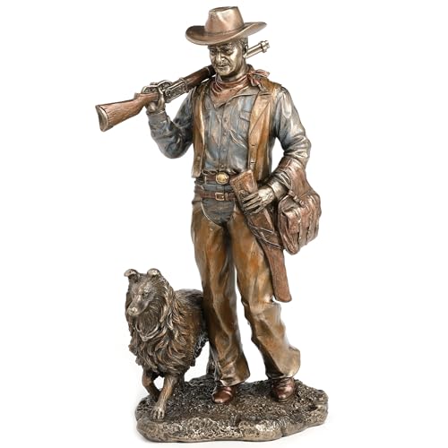 Figura Decorativa Cowboy con Perro en Bronce