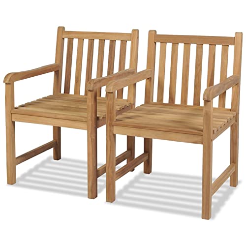Chaises d'extérieur Mogou en bois de teck solide pour table à dîner - 2