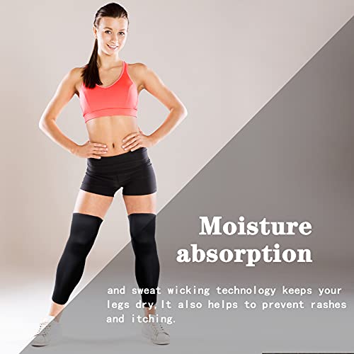 Skylety Compression Leg Sleeve Full Length Leg Sleeves Sports Cycling Leg Sleeves For Men Women, Running, Basketball (4 Pieces,Black And White,M) #TOP4