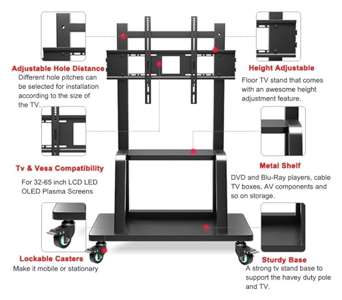Soporte móvil para TV universal de 32-65 pulgadas miniatura 4