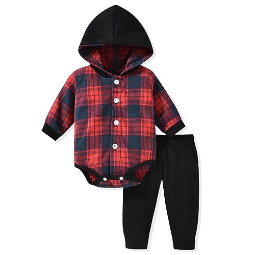 Image of Aalizzwell Baby Boys Fall Buffalo Plaid Outfit