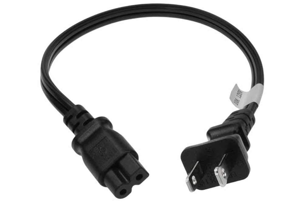 SF Cable 1ft 18 AWG 2-Slot Polarized Power Cord (IEC320 C7 to NEMA 1-15P)