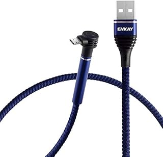 CHENCHUAN Mobile Phone Cables ENK-CB305 2.4A USB to Micro USB Cloth Texture Round Cable Data Transfer Charging Cable with Holder Function, Length: 1m(Black) Smartphone Accessory (Color : Blue)