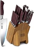 HOSHANHO Kitchen Knife Set with Block 18-Piece, Super Sharp High Carbon Stainless Steel Chef Knife Set, Professional Cutlery Knife Set with Sharpener
