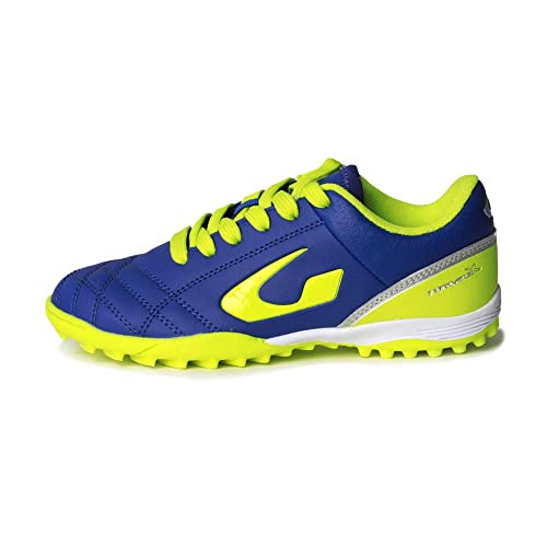 GEMS Scarpa TORNEO X JR, Sneaker, Blu/GIALLOFLUO/Grigio, 36 EU