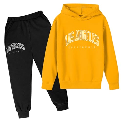 Niños Casual Letra Impreso Manga Larga Sudadera Sudadera Sudadera Chándal Jogger Pantalones de Chándal Unisex 2 Piezas Conjunto de Sudaderas de Manga Larga Niñas