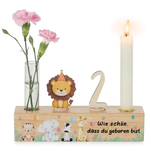 Romadedi Geburtstag Geschenk für 1. Junge Mädchen - Geburtstagszug Holz Geburtstagsring Geburtstagsteller Geburtstagskranz Geburtstagskerze Kinder Party Deko