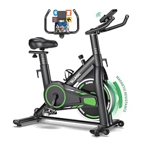 Heimtrainer Fahrrad mit APP, SLUNSE Hometrainer Ergometer mit LCD-Monitor, Leises Magnetisch Spinning Bike Indoor mit Verstellbarem Widerstand, Fitnessbike bis 180KG für Kardio-Training zu Hause