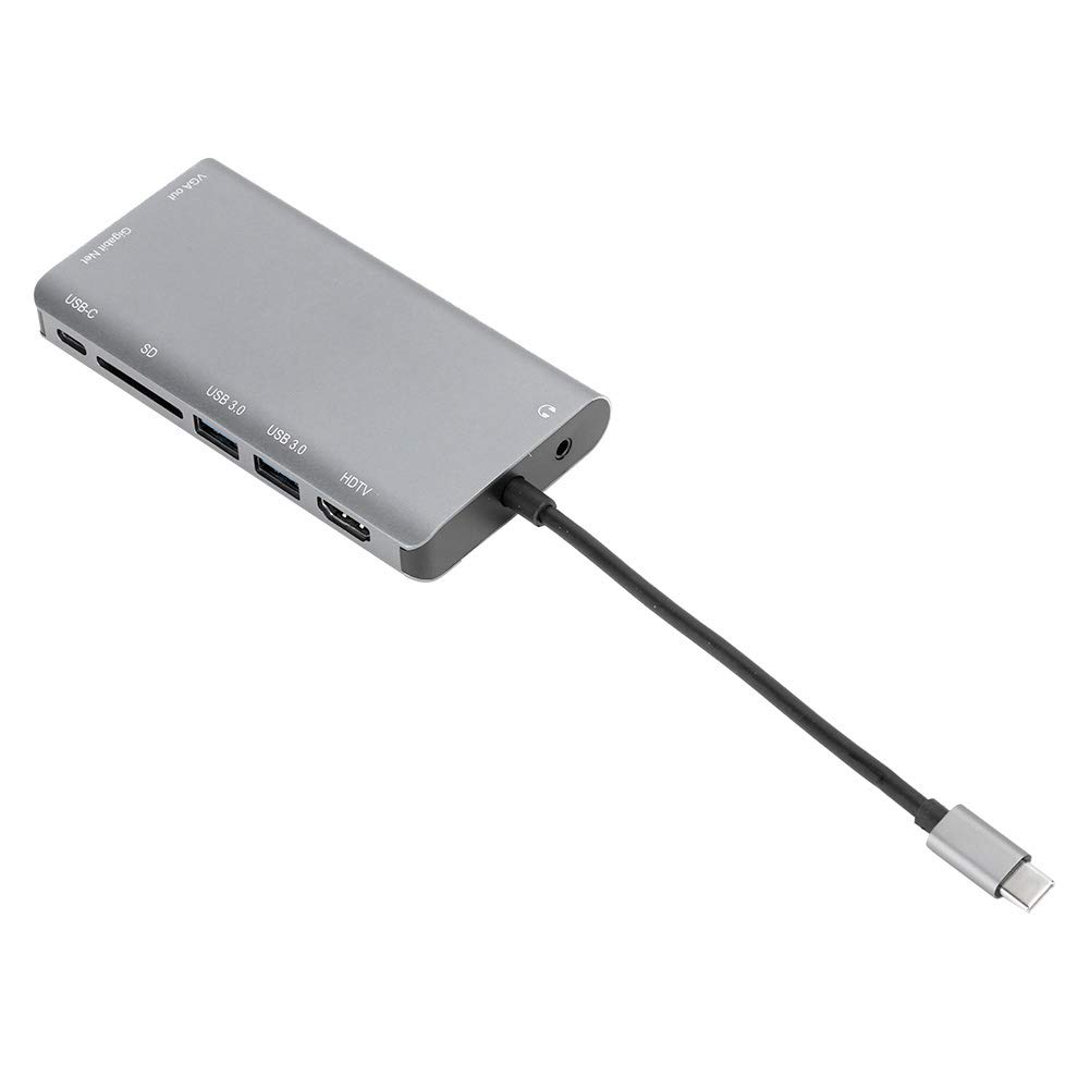 Docking station di tipo C, hub USB C 8 in 1, docking station per notebook con porta o, hub USB 3.0 in alluminio per laptop, supporta uscita video UHD 4K e Gigabit Ethernet