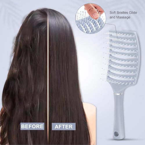 Image of Detangling Hair Brush for Wet & Dry Hair, Flexible Vented Styling Comb with Ball Tip Bristles for Curly, Wavy & Straight Hair, Scalp Massage Grooming Tool for Women Men Kids