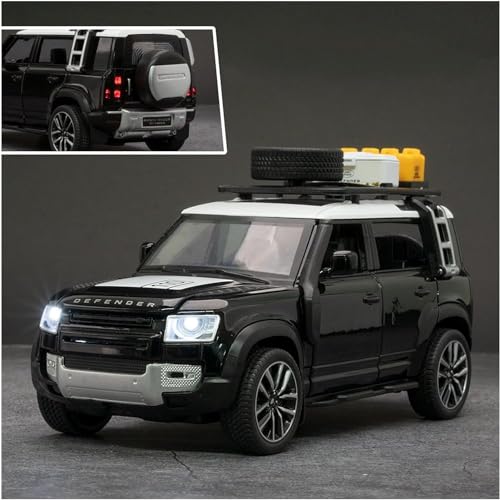 Image of Magicwand Die-Cast Zinc Alloy 1:24 Scale Defender Camping【Large 】 with 6 Openable Doors,Lights & Music【Panther Black】【Pack of 1】