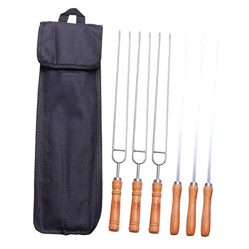 PAMINGONO Brochetas Para Barbacoa Tenedor Reutilizable Para Barbacoa Pinchos Para Palitos Largos Para Bolsa De Almacenamiento Para Uso Al Aire