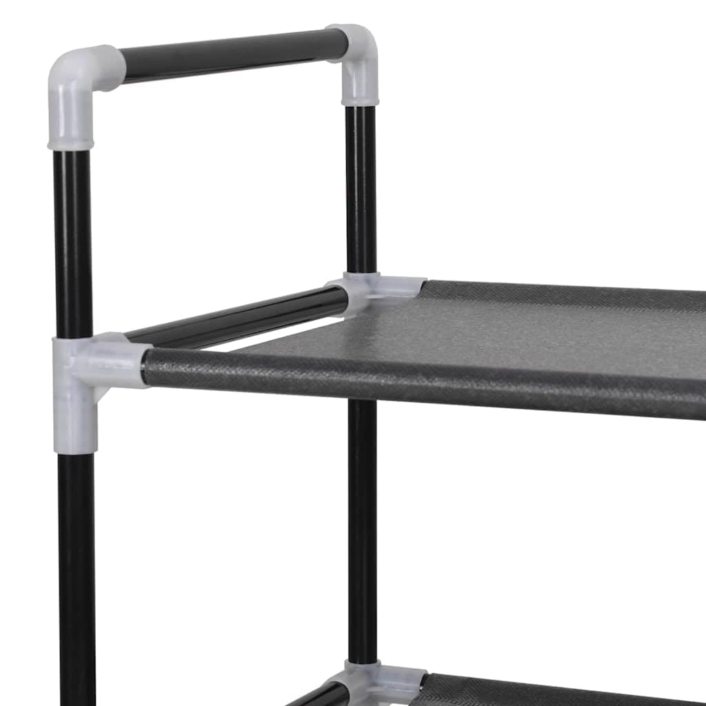 vidaXL Stojak na buty z 8 półkami, metal i włóknina, czarny