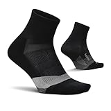 Feetures Elite Light Cushion Quarter Solid - Calzino Sportivo con Compressione mirata - Nuovo Nero, X-Grande (1 Paio)