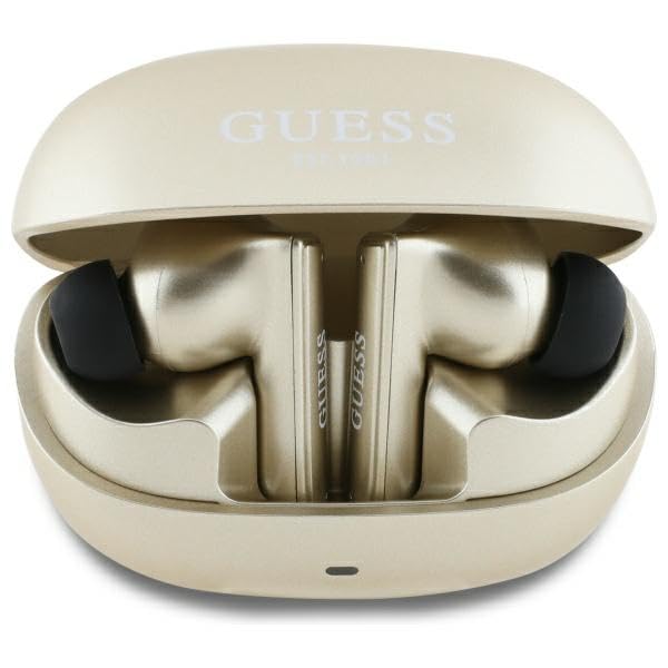 CG Mobile Guess Auriculares Bluetooth TWS + Base Dock Logo Impreso Cápsula Oro