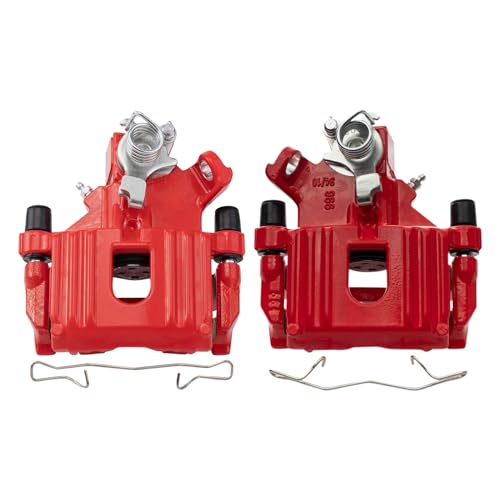 Image of TRQ Performance Rear Driver and Passenger Side Brake Caliper Set Caliper Brackets Hardware Compatible with 04-06 Mini Cooper 07-08 Cooper Convertible