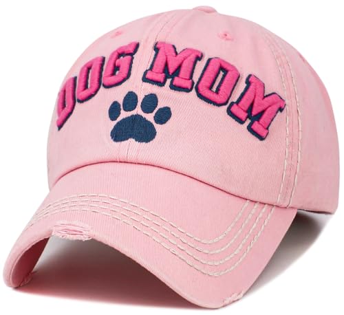 Image of KBETHOS Dog Cat Mom Dad Theme Womens Baseball Cap Distressed Vintage Unconstructed Embroidered Patch Hat