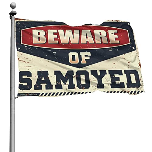 Drapeau Attention aux Samoyèdes suspendre décoration chambre ado
