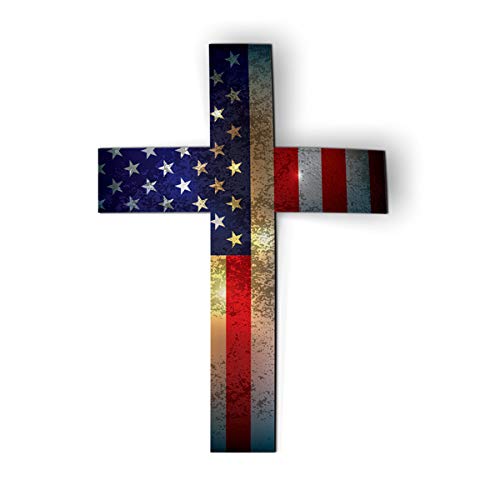Cross American Flag Patriotic God Bless America - 5.5 Magnet for Car Locker Refrigerator