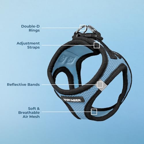 Image of Voyager Step-In Air Dog Harness - All Weather Mesh Step in Vest Harness for Small and Medium Dogs by Best Pet Supplies - Baby Blue Base, M