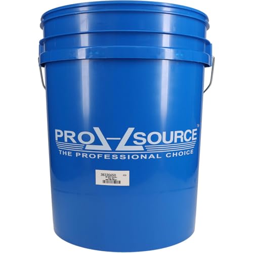 PRO-SOURCE Round Bucket, High-Density Polyethylene, Blue, 14.57 Inch Height, 5 Gallon Capacity, 11.44 Inch Diameter, with Handle