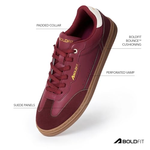 Image of Boldfit Sneakers for Men Casual Stylish Sneakers for Man with Premium PU Leather Upper, Cushioned Insole, Padded Collar, Breathable Lining & TPR Grip Sole Everyday Wear Shoes for Men Klunys Elite