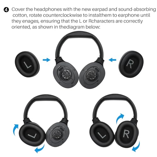 TOZO HT2 Replacement Earpads Cuishion, Softer Protein Leather Ear Cover Waterproof for Comfortable Fit with Dustproof Mesh, Sound-Isolation Foam Black - Image 6