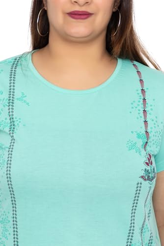 Image of Women Printed Cotton Tshirt with Side Slits & Pocket