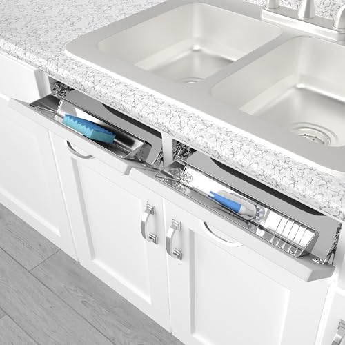 Image of Rev-A-Shelf 14.25 inch Tip Out Tray w /Soft Close for Sink Base Cabinets, Storage Organizer for Kitchen, Laundry Room, or Vanity Cabinets, 6581-14SS-SC-1
