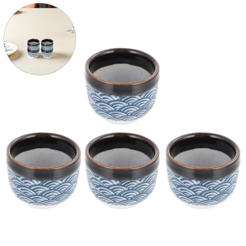 CAXUSD Set of 4 Japanese Ceramic Sake Cups – Traditional Black Tea Glasses with 35ml Capacity, Easy to Clean for Home Dining and Entertaining - Image 7