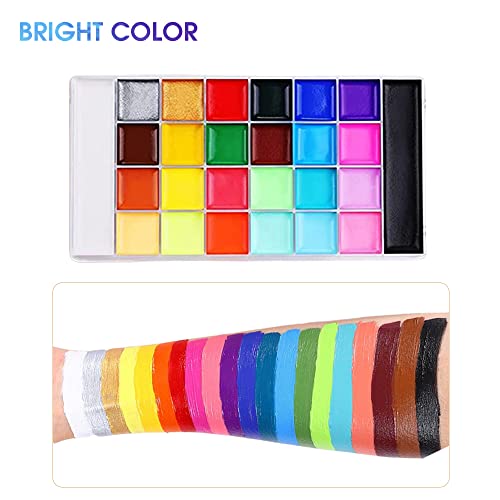 ANTEEKE Body Paint Gesichtsfarbe Kit 26 Wasserlösliche Professionelle Face Painting Palette Kinderschminke Set für Halloween/Weihnachten/Ostern/Karneval/Themenpartys/Colsplay Makeup Body