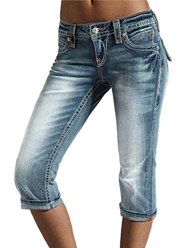Flamingals Low Waisted Straight Leg Jeans for Women Stretchy Vinatge Skinny Jeggings