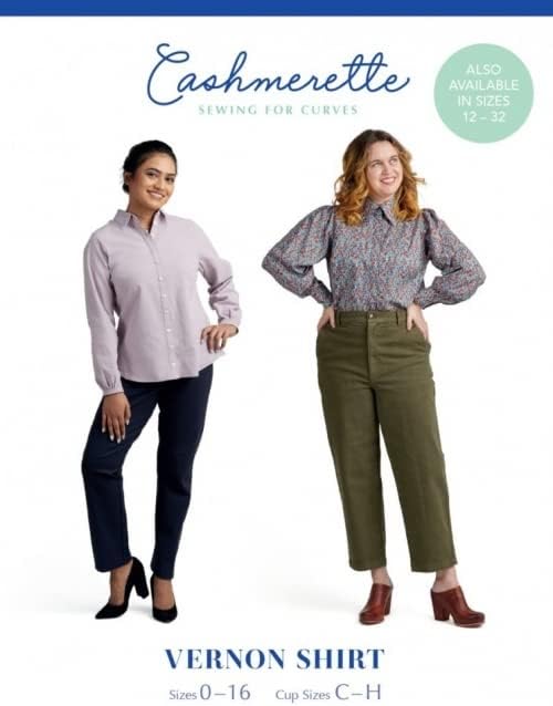 Cashmerette Patrón de costura Vernon camisa Tops, camisas 0 a 16 (UK 4-20)
