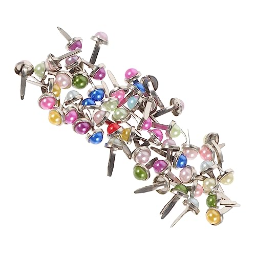 OSALADI Scrapbook Embellishments: 50pcs Mini Round Brads Pearl Snap Fasteners for Crafts Metal Brads DIY Paper Fasteners