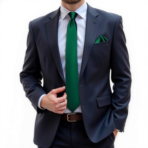 Image of DiBanGu Mens Solid Color Tie and Pocket Square Set Woven Silk Plain Necktie & Handkerchief for Men Wedding Party Formal