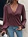 ZAAYO Women Puff Sleeve Tops Deep V Neck Design Stretch Loose Fit Shirts Soft Lightweight Breathable Blouses Casual Work Burgundy