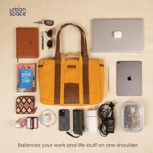 Image of Urban Space Women Tote Bag with Laptop compartment, Handbag for Work, Ladies purse, Stylish Shoulder Bag, Laptop ipad Tote Bags For Office Use, Gift for Women