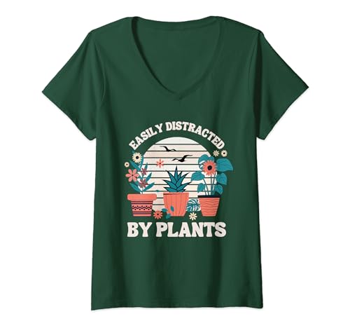 Mujer Funny Plant Gardening Lover Potted Plant Care Botany Camiseta Cuello V