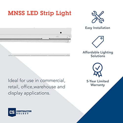 Image of Lithonia Lighting 1 Light LED Strip Light, 4 Foot Linear LED Ceiling Lighting Fixture, 5500 Lumens, 4000K, Dimmable, MVOLT, for Garage, Closet, Utility Room (MNSS L48 5500LM MVOLT GZ10 40K G1)