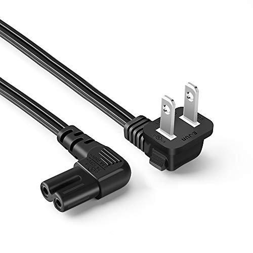 Cablecreation 6 Feet 18 Awg Angled 2-Slot Non-Polarized Angle Power Cord (Iec320 C7 To Nema 1-15P), 1.8M / Black #TOP4