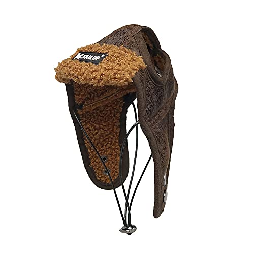 LONTG Hunde Hut Winter Trappermütze Warm Hund Mütze Haustier Wintermütze Verstellbar Welpe Fliegermütze mit Ohrlöchern Plüsch Hundemütze Winddicht Haustiermütze Outdoor Hundehut