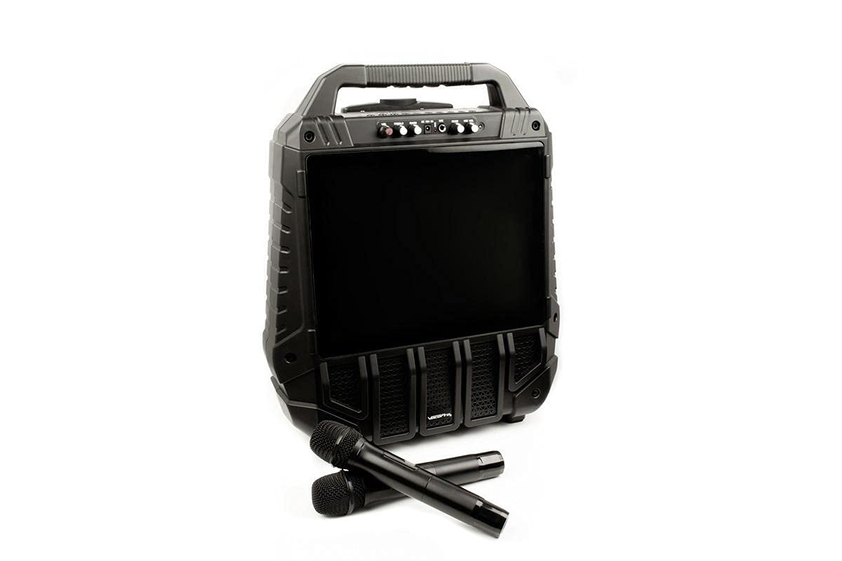 password locked WiFiOke -Rechargeable 14” Touchscreen Wifi Streaming All-In-One Karaoke Machine with 2 Professional Wireless Microphones