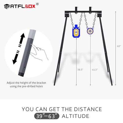 Image of Atflbox AR500 Steel Target for Shooting Stand System Set, 63 Inch Adjustable Height, 3 /8 Inch Thick Silhouette and Gong Targets, 10pcs Paper Targets and Target Holder Expansion Kit